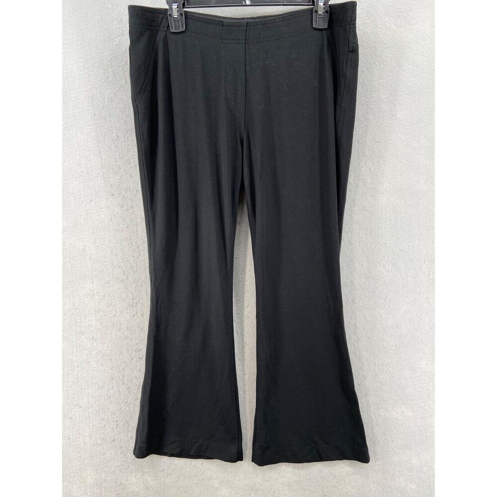 Chicos Pants Womens Sz 2S US 12S Black Flare‎ Pull On Dress Career Trousers